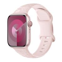 By Qubix - Siliconen bandje Rozen Print - Roze - Compatible met Apple Watch 44mm / 45mm / 46mm / 49mm - Compatible Apple watch bandjes