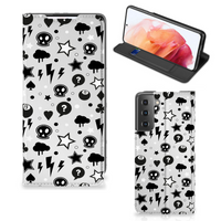 Mobiel BookCase Samsung Galaxy S21 Silver Punk - thumbnail