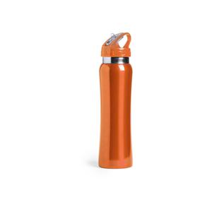 Drinkfles/waterfles Powerline - 800 ml - metallic oranje - RVS metaal - Sportfles bidon