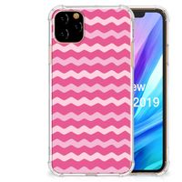 Apple iPhone 11 Pro Max Doorzichtige Silicone Hoesje Waves Pink