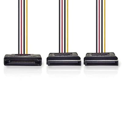 Nedis Interne stroomkabel | SATA 15-pins stekker | 2x SATA 15-pins vrouwelijk | verguld | 0,15 m | rond | PVC | veelkleurig | box
