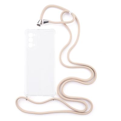 Shop4 - Oppo Reno4 Pro 5G Hoesje - Zachte Back Case met Koord Beige Shop4 - Oppo Reno4 Pro 5G Hoesje - Zachte Back Case met Koord Beige