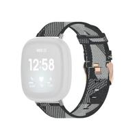 By Qubix - Compatible met Fitbit Versa 3/4 & Sense 1/2 Canvas nylon bandje - Grijs - Compatible fitbit bandje