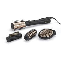 BaByliss AS970E Big Hair Luxe Föhnborstel, 4 opzetstukken [Volume/Steilen/Drogen/Stylen], Ionische Technologie voor Anti-Pluis, Roterende Airstyler, 50mm, 38mm