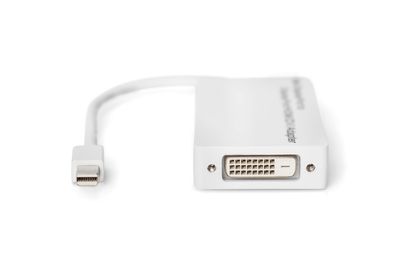 Digitus DB-340509-002-W DisplayPort-kabel DVI / HDMI / DisplayPort Adapter DisplayPort-bus, HDMI-A-bus, DVI-D 24+1-polige bus 0.20 m Wit Afgeschermd (dubbel),