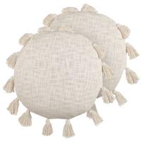 Beliani - MADIA - Sierkussen set van 2 - Beige - 45 x 45 cm - Katoen