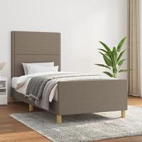 vidaXL Bedframe met hoofdbord stof taupe 100x200 cm