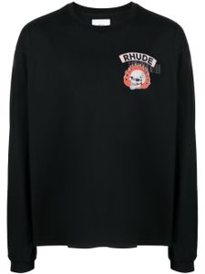 RHUDE t-shirt en coton à manches longues - Noir