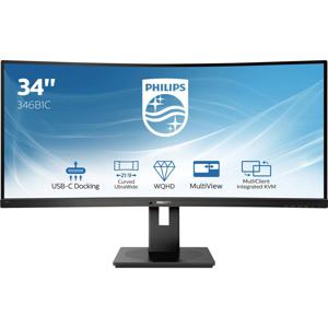 Philips 346B1C LCD-monitor Energielabel G (A - G) 86.4 cm (34 inch) 3440 x 1440 Pixel 21:9 4 ms Hoofdtelefoonaansluiting VA LED