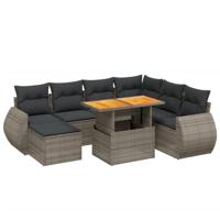 vidaXL 8-delige Loungeset met kussens poly rattan grijs, tuinset, tuinmeubel, terrasset, tuinbank, terrasmeubel, loungebank, loungeset tuin