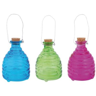 3x Blauwe/groene/roze wespenvallen/wespenvangers 14 cm