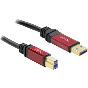 Delock USB-kabel USB 3.2 Gen1 (USB 3.0 / USB 3.1 Gen1) USB-A stekker, USB-B stekker 5.00 m Rood, Zwart Vergulde steekcontacten, UL gecertificeerd 82759