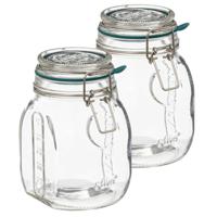 Weckpot/inmaakpot Jarro - 2x - 750 ml - glas - beugelsluiting - D12 x H16 cm