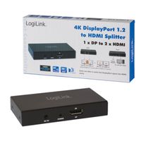 LogiLink 2 poorten DisplayPort-splitter 3840 x 2160 Pixel Zwart - thumbnail