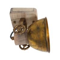 Steinhauer Industriële plafondlamp Gearwood brons met hout 7968BR