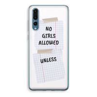 No Girls Allowed Unless: Huawei P20 Pro Transparant Hoesje - thumbnail