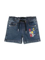 John Richmond Junior short en jean à logo imprimé - Bleu