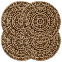 VidaXL Placemats 4 st rond 38 cm jute donkerbruin