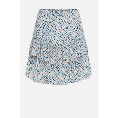 Fabienne Chapot mini rok Lara Solid Skirt met all over print en ruches wit/lichtblauw Fabienne Chapot mini rok Lara Solid Skirt met all over print en ruches wit/lichtblauw