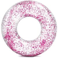 Intex opblaasbare roze glitter zwemband/zwemring transparant 120 cm   -