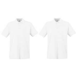 2-Pack maat M wit poloshirt premium van katoen voor heren