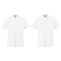 2-Pack maat M wit poloshirt premium van katoen voor heren