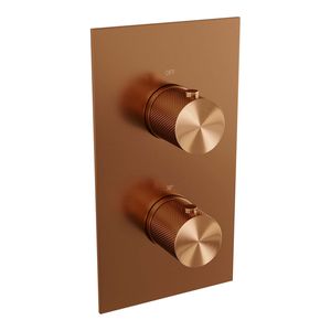 Regendoucheset Inbouw Brauer Copper Carving Thermostatisch 30cm met 3-Weg Omstelling, Plafondarm en Staaf Handdouche Geborsteld Koper