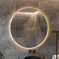 Spiegel BWS Star Rond met LED 80 cm Mat Goud