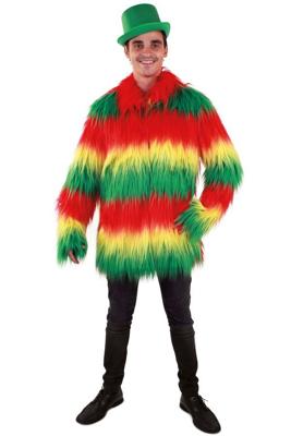 Bontjas lang haar rood/geel/groen heren