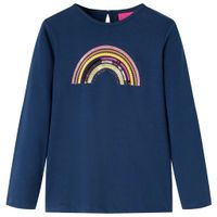 Kindershirt met lange mouwen regenboogprint 128 marineblauw