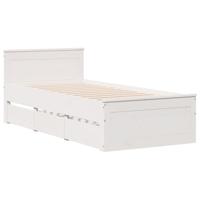 vidaXL Bedframe zonder matras met hoofdbord grenenhout wit 90x200 cm, bed, bed ombouw, eenpersoonsbed, bedbodem, slaapkamermeubel, 1 persoonsbed