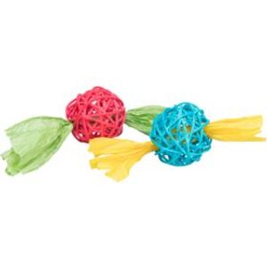 Trixie Set rotan ballen met papieren lint assorti