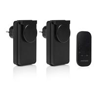Set draadloze stopcontacten met afstandsbediening. outdoor zwart