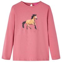 Kindershirt met lange mouwen paardenprint 140 oudroze - thumbnail