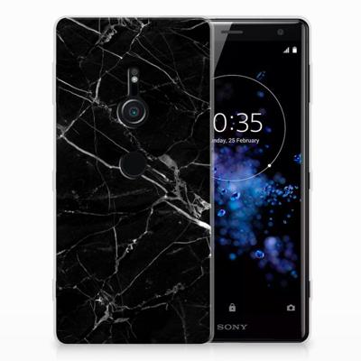 Sony Xperia XZ2 TPU Siliconen Hoesje Marmer Zwart - Origineel Cadeau Vader