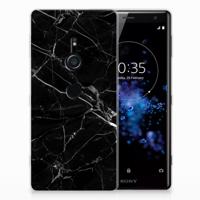 Sony Xperia XZ2 TPU Siliconen Hoesje Marmer Zwart - Origineel Cadeau Vader