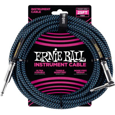 Ernie Ball 6060 Braided Instrument Cable, 7.5 meter, Black/Blue Ernie Ball 6060 Braided Instrument Cable, 7.5 meter, Black/Blue
