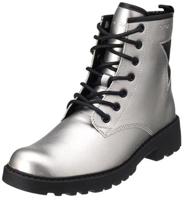 Geox Meisje J Casey Girl enkellaars, Dk Silver Black, 31 EU