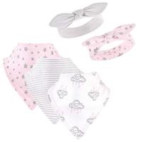 Hudson Baby Girl Bib & Headband Set, Cloud Mobile Pink, One Size