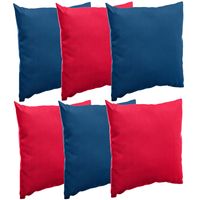 Bank/sier/tuin kussens voor binnen/buiten set 6x stuks rood/blauw 40 x 40 cm