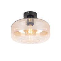 QAZQA Art deco plafondlamp zwart met amber glas - Bizle - thumbnail