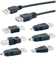 Schwaiger CAUSET531 USB-universele aansluitingsset 6 adapters, 1,5 m, zwart