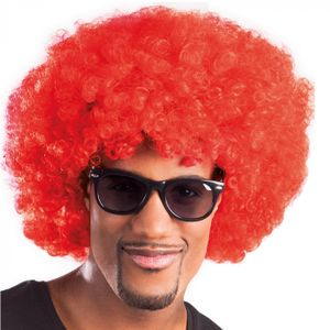 Pruik afro rood