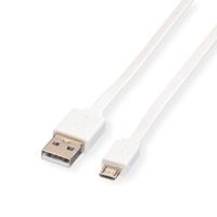 ROLINE USB 2.0 kabel, USB A ST - Micro USB B ST, wit, 1 m