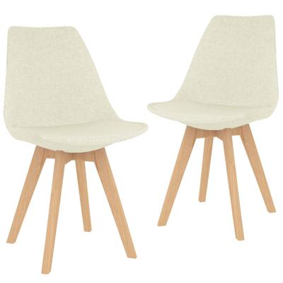 vidaXL Eetkamerstoelen 2 st stof crème