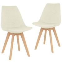 vidaXL Eetkamerstoelen 2 st stof crème