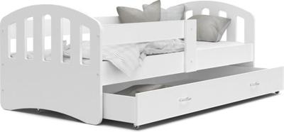 Viking Choice  Kinderbed | Houten bed | 140x80cm| met lattenbodem | met uitschuiflade | wit | met matras