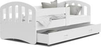 Viking Choice  Kinderbed | Houten bed | 140x80cm| met lattenbodem | met uitschuiflade | wit | met matras