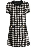 Moschino robe courte en maille à motif pied-de poule - Noir