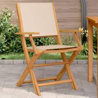 Tuinstoelen 2 st massief acaciahout en stof beige - thumbnail